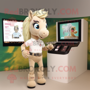 Beige Mare maskot kostume...