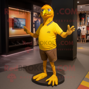 Yellow Blackbird mascot costume character dressed with a Joggers and Foot pads
