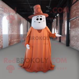 Rust Ghost mascot costume character dressed with a Sheath Dress and Hats