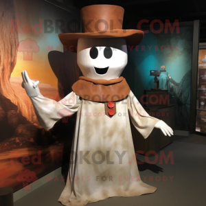 Rust Ghost mascot costume character dressed with a Sheath Dress and Hats