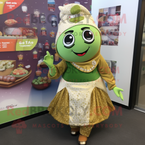 Olive Biryani mascot costume character dressed with a A-Line Skirt and Keychains
