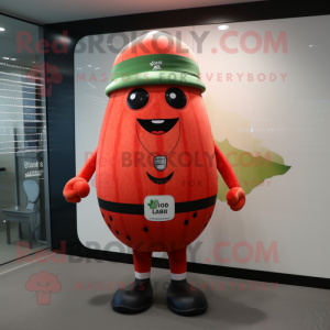 Red Melon mascot costume character dressed with a Rash Guard and Belts