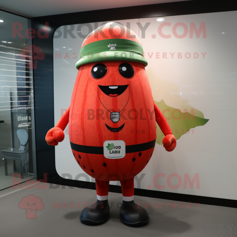 Red Melon mascot costume character dressed with a Rash Guard and Belts Red Melon mascot costume character dressed with a Rash Guard and Belts