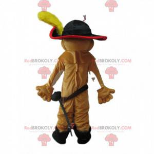 Puss in boots mascot, famous cunning cat, knight costume -