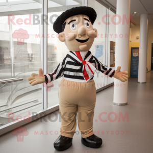Tan Mime mascot costume character dressed with a Trousers and Ties