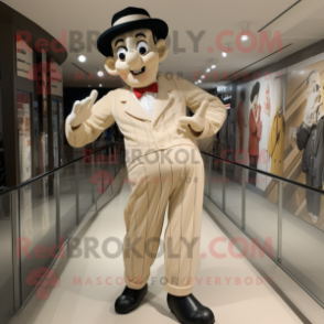 Tan Mime mascot costume character dressed with a Trousers and Ties