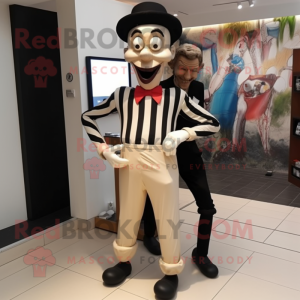 Tan Mime mascot costume character dressed with a Trousers and Ties