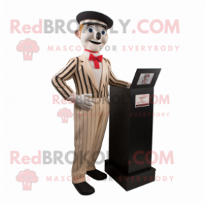 Tan Mime mascot costume character dressed with a Trousers and Ties