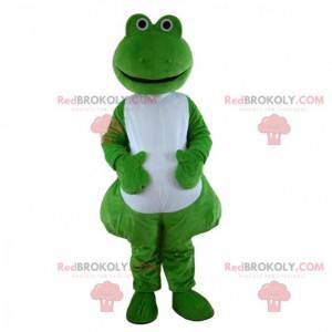 Mascota de la rana verde y blanca, traje de sapo -