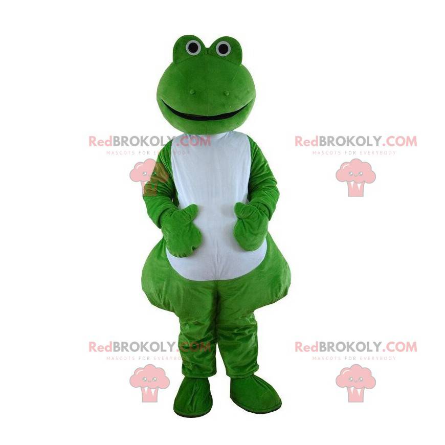 Mascotte de grenouille verte et blanche, costume de crapaud -