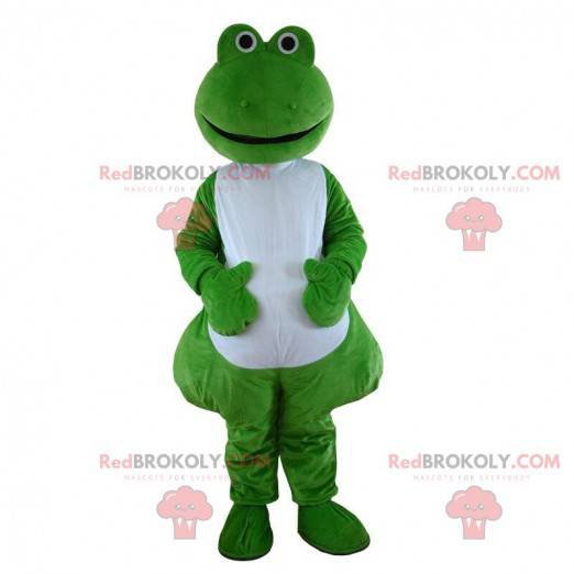 Mascotte de grenouille verte et blanche, costume de crapaud -