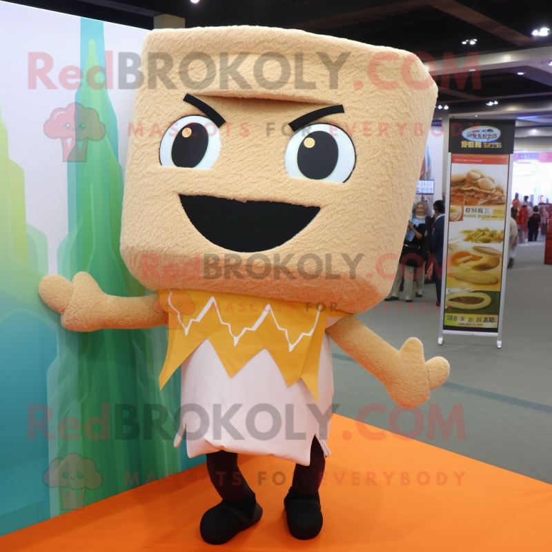 Tan Fried Rice mascot costume character dressed with a Leggings and Ties Tan Fried Rice mascot costume character dressed with a Leggings and Ties