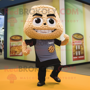 Tan Fried Rice mascot costume character dressed with a Leggings and Ties