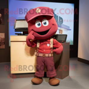 Maroon Television mascot costume character dressed with a Cargo Pants and Keychains