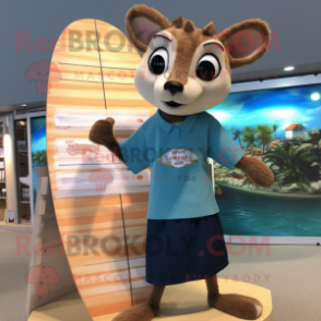 Tan Surfboard mascot costume character dressed with a Poplin Shirt and Coin purses