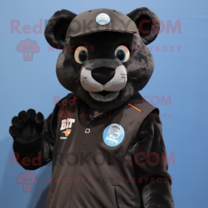 nan Panther mascot costume character dressed with a Vest and Beanies