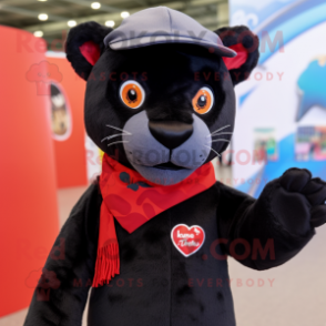 nan Panther mascot costume character dressed with a Vest and Beanies