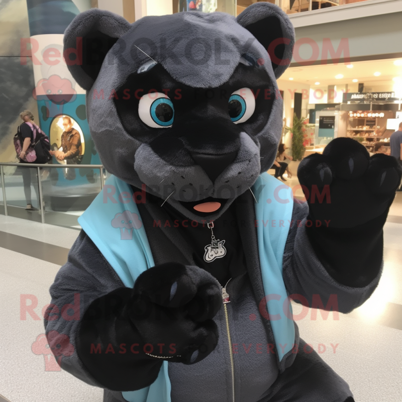 nan Panther mascot costume character dressed with a Vest and Beanies