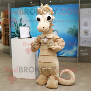 Beige Sea Horse mascotte...