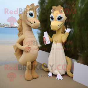 Beige Sea Horse maskot...