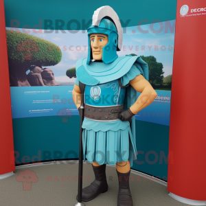 Cyan Roman Soldier maskot...