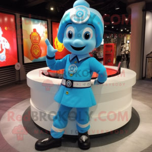 Cyan Fire Fighter maskot...