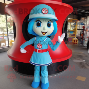 Cyan Fire Fighter maskot...