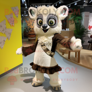 Cream Lemur maskot kostym...