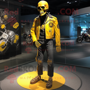 Yellow Skull maskot kostym...