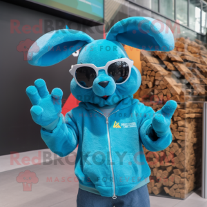 Cyan Wild Rabbit mascotte...