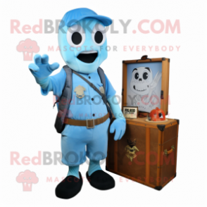 Sky Blue Graveyard mascot costume character dressed with a Cargo Shorts and Coin purses