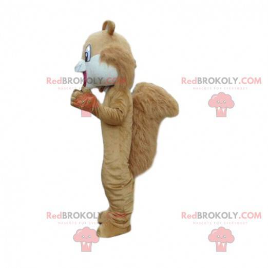 Hnědý a bílý veverka maskot, lesní kostým - Redbrokoly.com