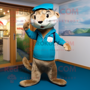 nan Otter mascot costume character dressed with a Jeggings and Berets