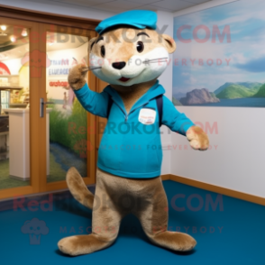 nan Otter mascot costume character dressed with a Jeggings and Berets