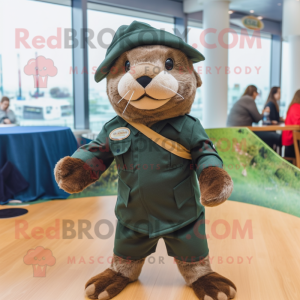 nan Otter mascot costume character dressed with a Jeggings and Berets