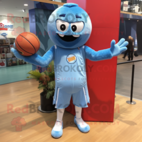 Sky Blue Handball Ball mascot costume character dressed with a Flare Jeans and Cummerbunds