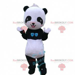 Mascotte de panda noir et blanc, mascotte d'ourson noir et