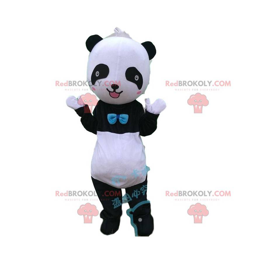Mascote panda preto e branco, mascote urso preto e branco -