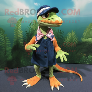 nan Coelophysis mascot costume character dressed with a Wrap Skirt and Beanies