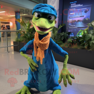 nan Coelophysis mascot costume character dressed with a Wrap Skirt and Beanies