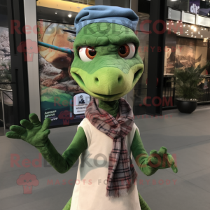 nan Coelophysis mascot costume character dressed with a Wrap Skirt and Beanies