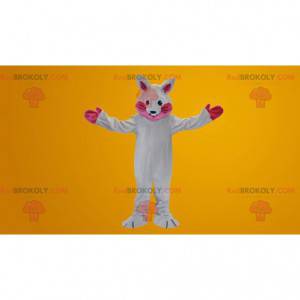 White and pink rabbit mascot - Redbrokoly.com