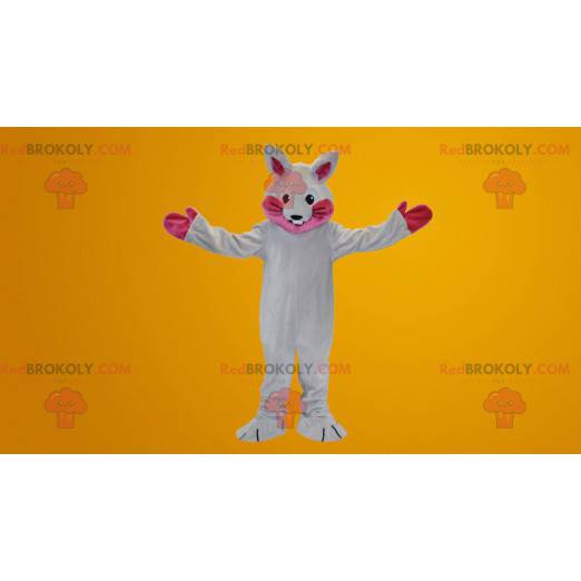 Bílý a růžový králík maskot - Redbrokoly.com