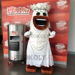Rust Bbq Ribs mascot costume character dressed with a Wedding Dress and Pocket squares