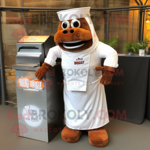 Rust Bbq Ribs mascot costume character dressed with a Wedding Dress and Pocket squares