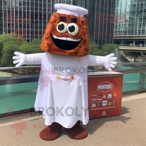 Rust Bbq Ribs mascot costume character dressed with a Wedding Dress and Pocket squares