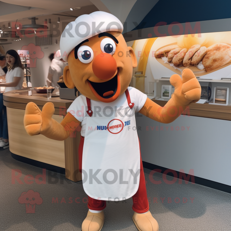 White Currywurst mascot costume character dressed with a Denim Shorts and Headbands White Currywurst mascot costume character dressed with a Denim Shorts and Headbands