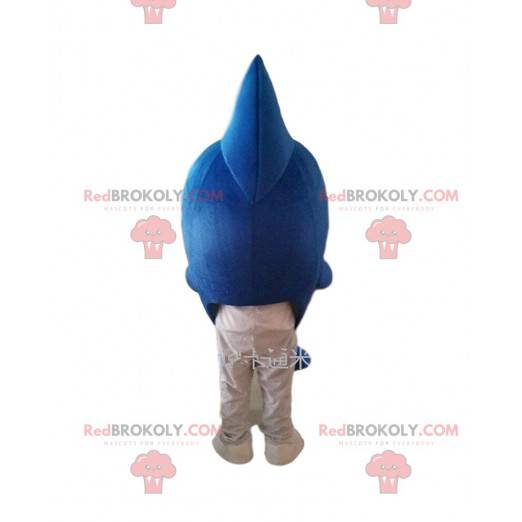 Blå og hvit hai maskot, sjødrakt - Redbrokoly.com