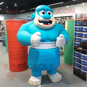 Cyan Strongman mascotte...