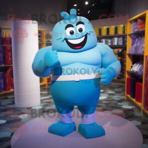 Cyan Strongman maskot...